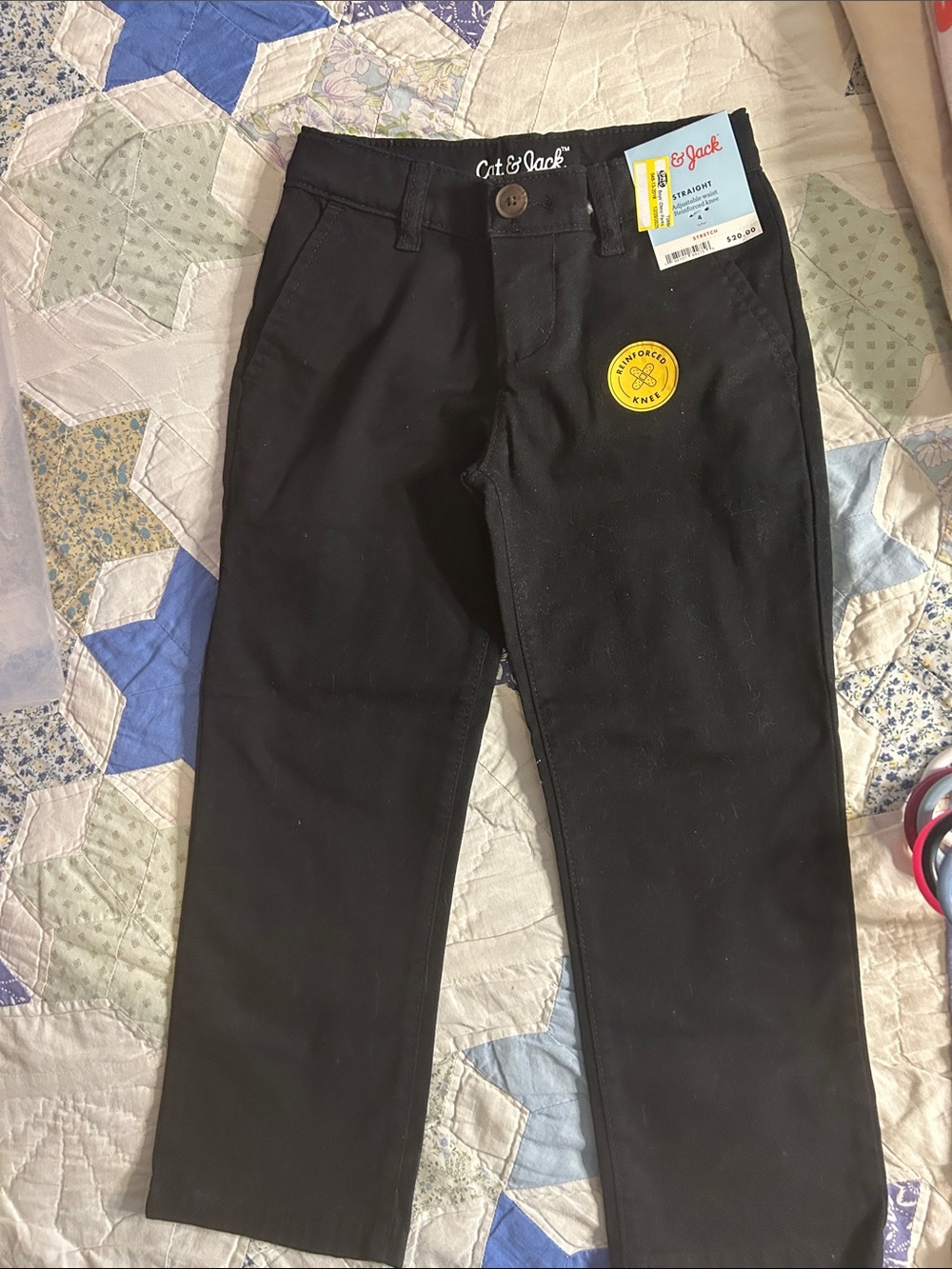 Cat & Jack Black Kids Straight chino  Pants size 4